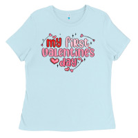 Baby Blue my first valentines day Ladies Tee - MaliasSmallBusiness