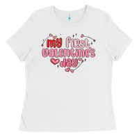 White my first valentines day Ladies Tee - MaliasSmallBusiness
