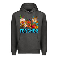 Charcoal Heather Teacher Coffee Cups Premium Hoodie - FaDigitalArtStudio