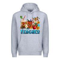 Heather Grey Teacher Coffee Cups Premium Hoodie - FaDigitalArtStudio