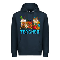 Navy Teacher Coffee Cups Premium Hoodie - FaDigitalArtStudio