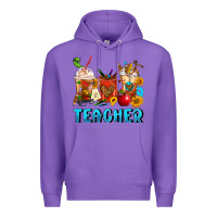 Purple Teacher Coffee Cups Premium Hoodie - FaDigitalArtStudio