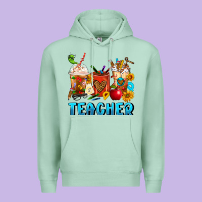 Teacher Coffee Cups Premium Hoodie Designed By Fadigitalartstudio
