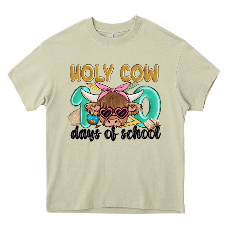 Holy Cow 100 Days Of School Heavy Core Tee by MaliasSmallBusiness | Teevron