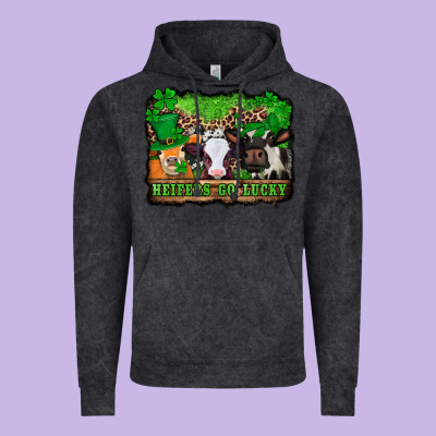 St Patricks Cows Heifers Go Lucky Vintage Hoodie Designed By Jasminsmagicworld