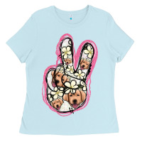 Baby Blue Jack Russel Peace Sign Ladies Tee - Jasminsmagicworld