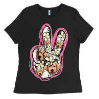 Black Jack Russel Peace Sign Ladies Tee - Jasminsmagicworld