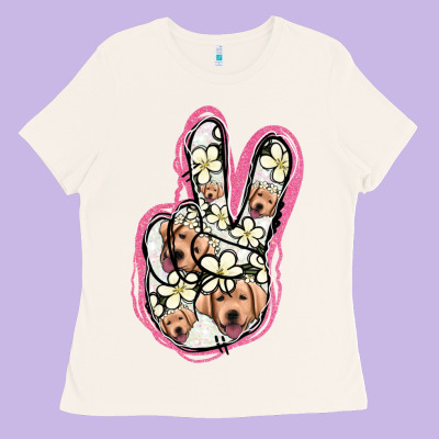 Jack Russel Peace Sign Ladies Tee Designed By Jasminsmagicworld