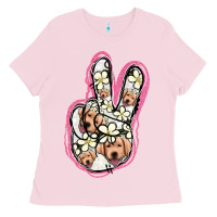Bubblegum Pink Jack Russel Peace Sign Ladies Tee - Jasminsmagicworld