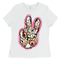 White Jack Russel Peace Sign Ladies Tee - Jasminsmagicworld