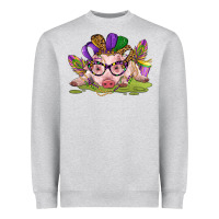 Heather Grey mardi gras pig Heavyweight Sweatshirt - CowGirlArtShop