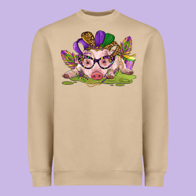 Mardi Gras Pig Heavyweight Sweatshirt Designed By Cowgirlartshop