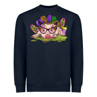 Navy mardi gras pig Heavyweight Sweatshirt - CowGirlArtShop