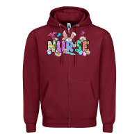 Burgundy Easter Nurse Zipper Hoodie - OliviaCreatesArt
