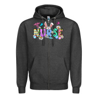 Charcoal Heather Easter Nurse Zipper Hoodie - OliviaCreatesArt