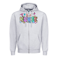 Heather Grey Easter Nurse Zipper Hoodie - OliviaCreatesArt