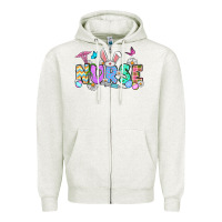 Oatmeal Heather Easter Nurse Zipper Hoodie - OliviaCreatesArt