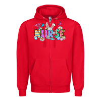 Red Easter Nurse Zipper Hoodie - OliviaCreatesArt