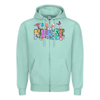 Seafoam Easter Nurse Zipper Hoodie - OliviaCreatesArt