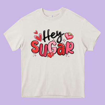 Hey Sugar Valentines Day Heavy Core Tee Designed By Maliassmallbusiness