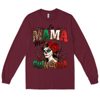 Burgundy La Mama Mas Chingona Long Sleeve Tee - texasbilliewilder