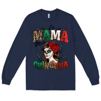 Navy La Mama Mas Chingona Long Sleeve Tee - texasbilliewilder