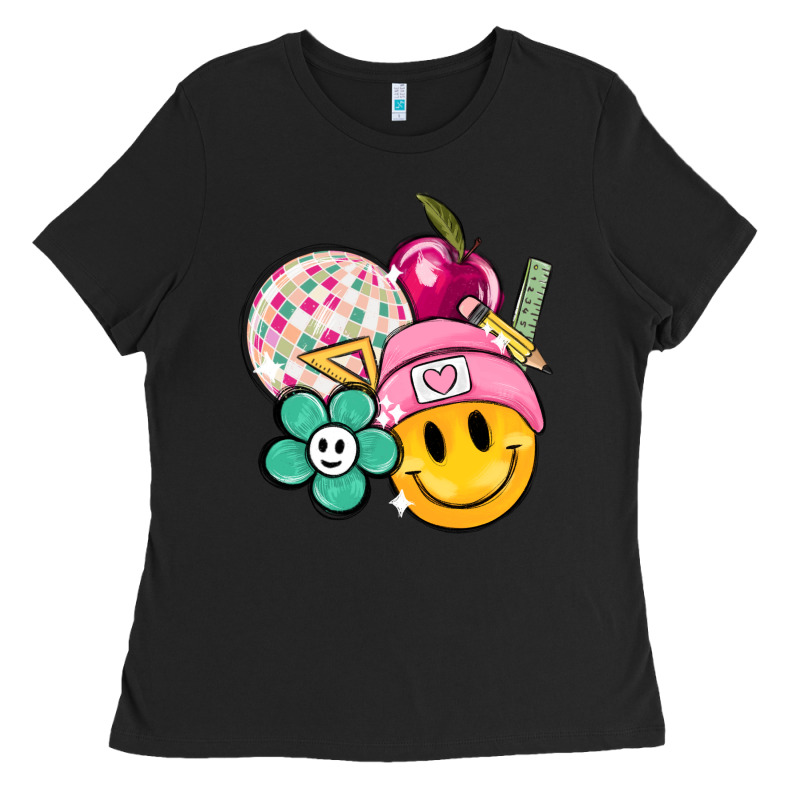 Smiley Face And School Elementary Ladies Tee by MaliasSmallBusiness | Teevron