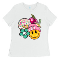 White smiley face and school elementary Ladies Tee - MaliasSmallBusiness