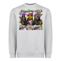 Heather Grey parading with my gnomies Heavyweight Sweatshirt - CowGirlArtShop
