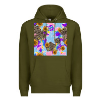 Army Green stars and sunflowers seamless pattern Premium Hoodie - FaDigitalArtStudio