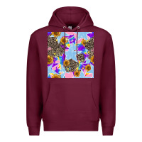 Burgundy stars and sunflowers seamless pattern Premium Hoodie - FaDigitalArtStudio