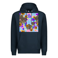 Navy stars and sunflowers seamless pattern Premium Hoodie - FaDigitalArtStudio