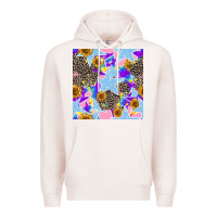 Pale Pink stars and sunflowers seamless pattern Premium Hoodie - FaDigitalArtStudio