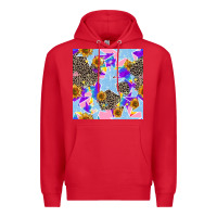 Red stars and sunflowers seamless pattern Premium Hoodie - FaDigitalArtStudio
