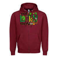 Burgundy St. Patrick's Day One lucky Nurse Zipper Hoodie - OliviaCreatesArt