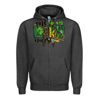 Charcoal Heather St. Patrick's Day One lucky Nurse Zipper Hoodie - OliviaCreatesArt