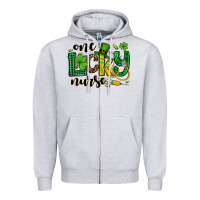 Heather Grey St. Patrick's Day One lucky Nurse Zipper Hoodie - OliviaCreatesArt