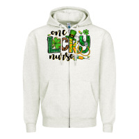 Oatmeal Heather St. Patrick's Day One lucky Nurse Zipper Hoodie - OliviaCreatesArt