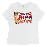 White little miss 100 days smarter Ladies Tee - MaliasSmallBusiness