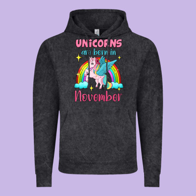 Unicorns Are Born In November Vintage Hoodie Designed By Jasminsmagicworld