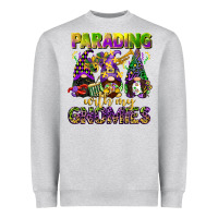 Heather Grey parading with my gnomies mardi gras Heavyweight Sweatshirt - CowGirlArtShop