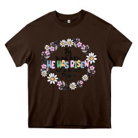 Chocolate Brown he has risen Heavy Core Tee - MaliasSmallBusiness