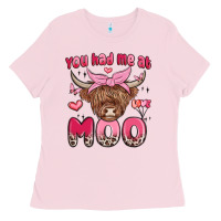Bubblegum Pink you had me at moo Ladies Tee - MaliasSmallBusiness