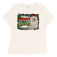 Bone merry and bright pomeranian Ladies Tee - RanaPortraitStore
