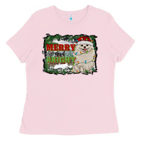 Merry And Bright Pomeranian Ladies Tee | Teevron