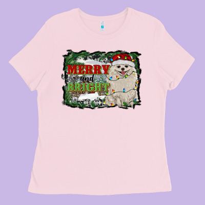 Merry And Bright Pomeranian Ladies Tee Designed By Ranaportraitstore