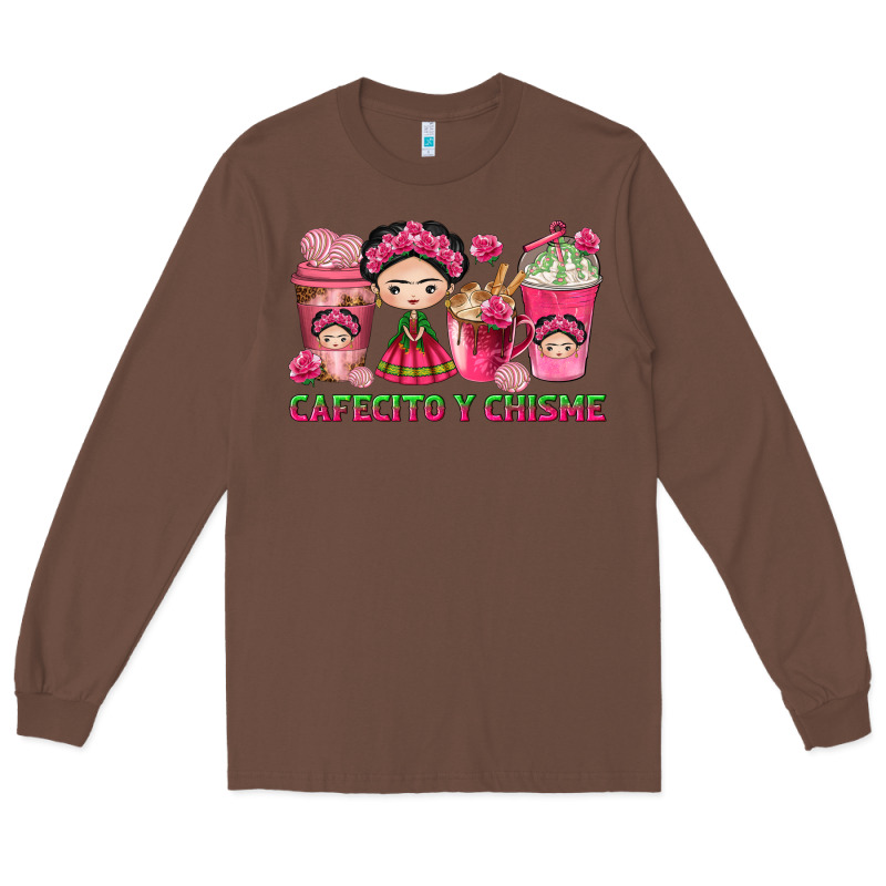 Cafecito Y Chisme Coffee Cups Long Sleeve Tee by texasbilliewilder | Teevron