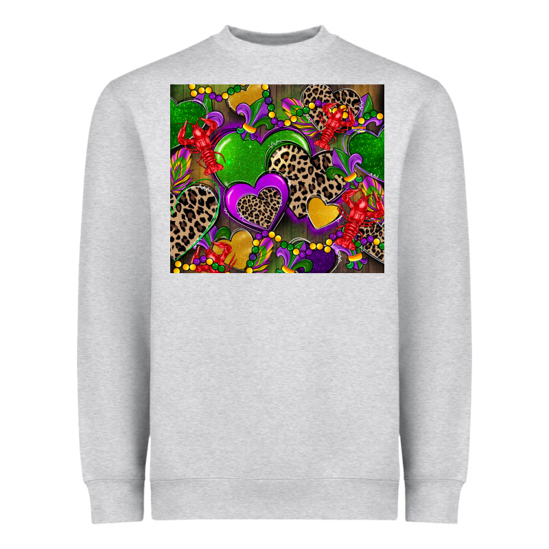 Mardi Gras Hearts Heavyweight Sweatshirt by CowGirlArtShop | Teevron