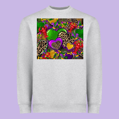 Mardi Gras Hearts Heavyweight Sweatshirt Designed By Cowgirlartshop