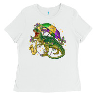 White mardi gras tree rex Ladies Tee - MaliasSmallBusiness